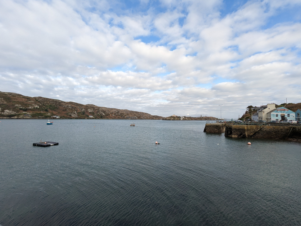 A view of the harbour, somewhere in West Cork. Cloudy skies and clear water.